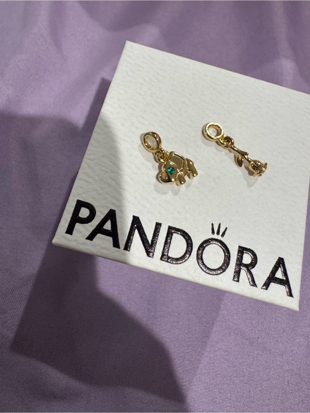 2 Pandora ME Charms! Gold Elephant & Rose Charm